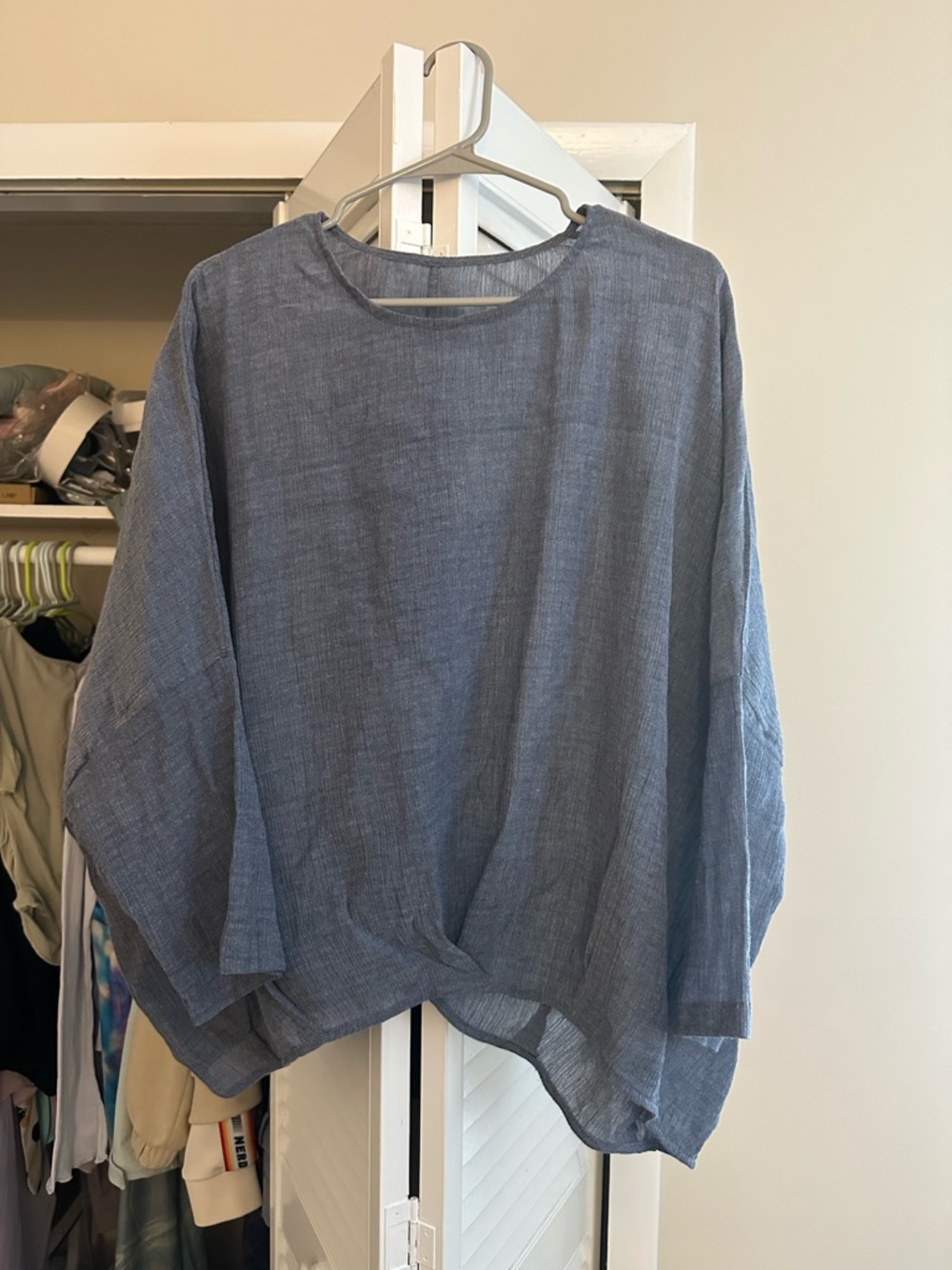 Lightweight Blue Oversized Linen Top